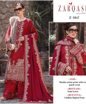 ZARQASH Z 3047 PAKISTANI COTTON SUITS