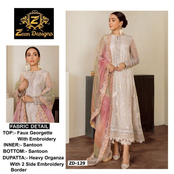 ZEEN DESIGNS ZD 129 PAKISTANI SUITS IN INDIA