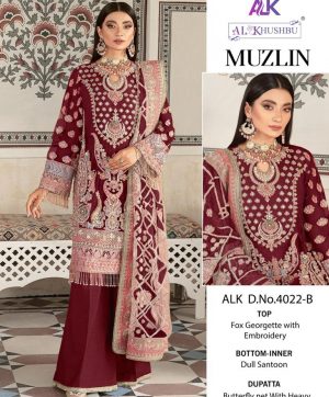 AL KHUSHBU ALK 4022 B MUZLIN VOL 1 SALWAR SUITS