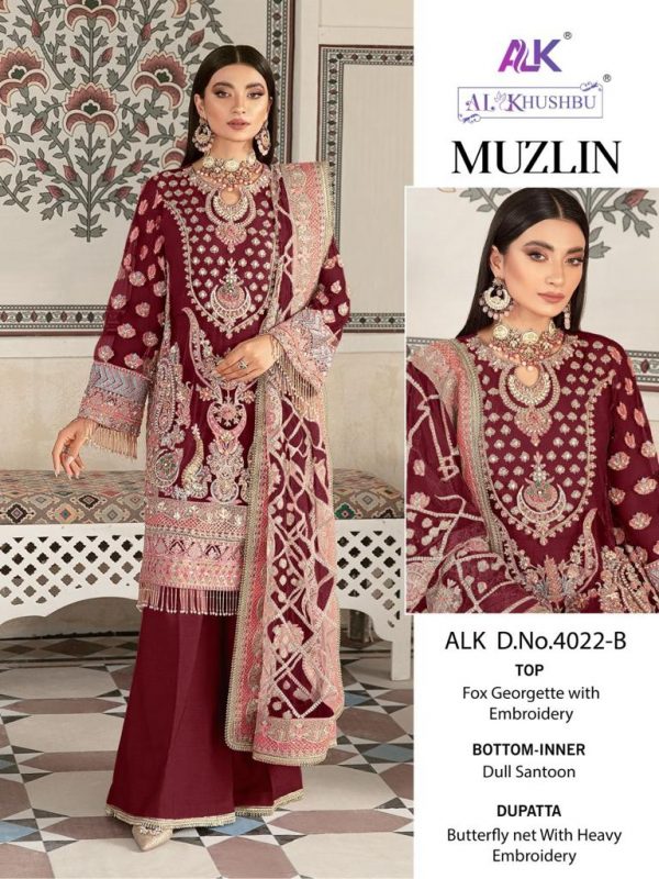 AL KHUSHBU ALK 4022 B MUZLIN VOL 1 SALWAR SUITS