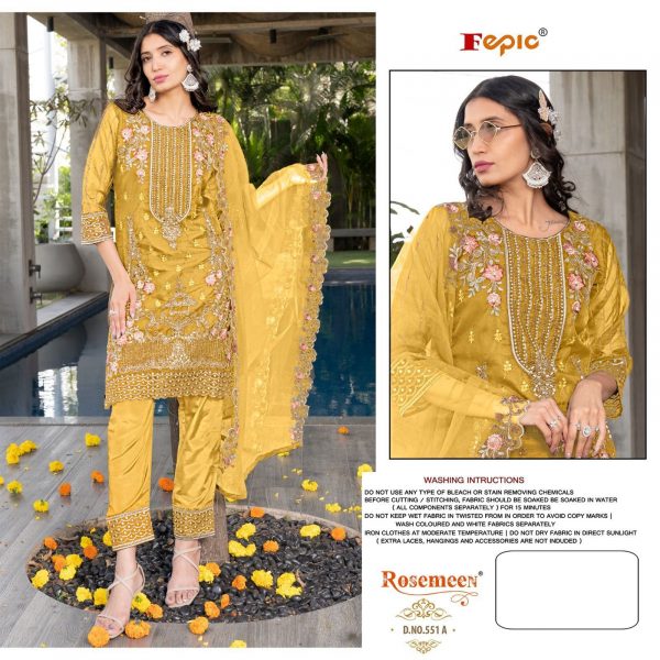 CRAFTED NEEDLE CN 551 A TO D SALWAR SUITS BY FEPIC