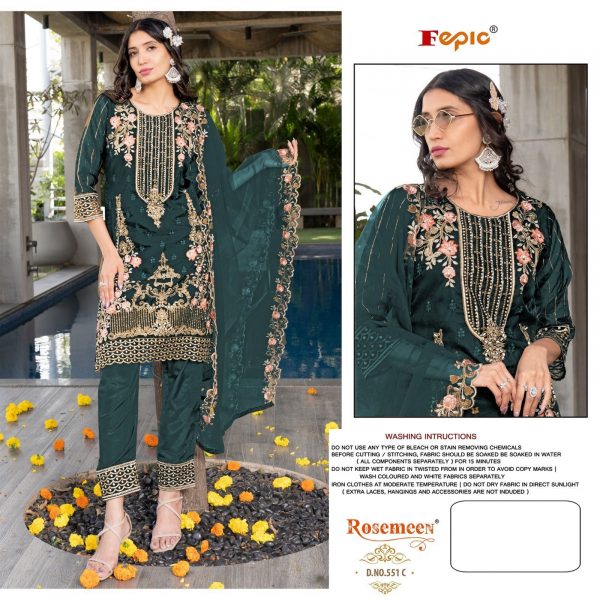 CRAFTED NEEDLE CN 551 A TO D SALWAR SUITS BY FEPIC