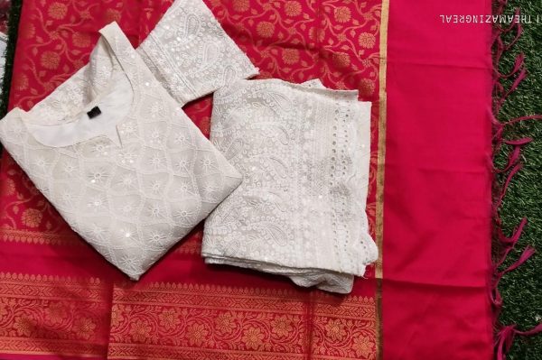 DESIGNER BEAUTIFUL CHIKANKARI WITH BANARASI SUITS