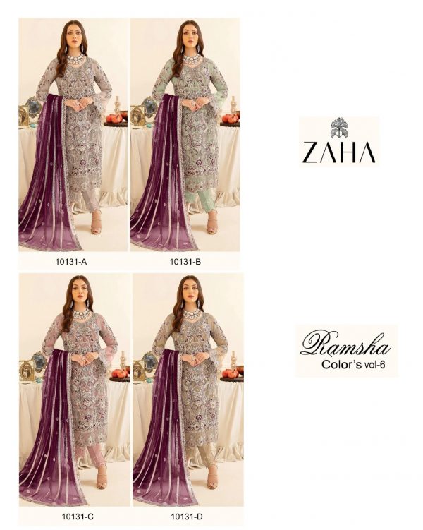 ZAHA 10131 A TO D RAMSHA VOL 6 PAKISTANI SUITS