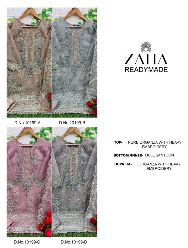 ZAHA 10199 A TO D READYMADE PAKISTANI SUITS