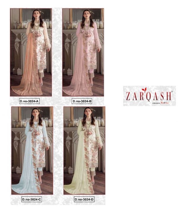 ZARQASH Z 3024 A TO D PAKISTANI SUITS