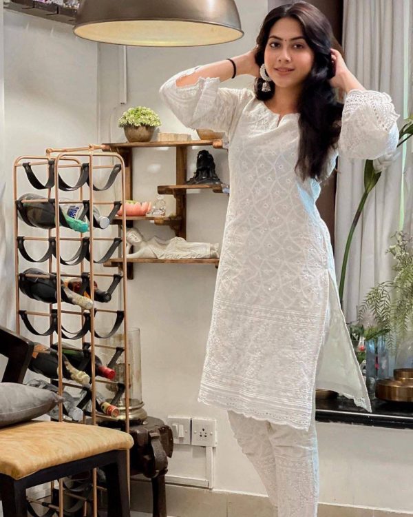 AD CHIKANKARI DESIGNER KURTI PANT COLLECTION