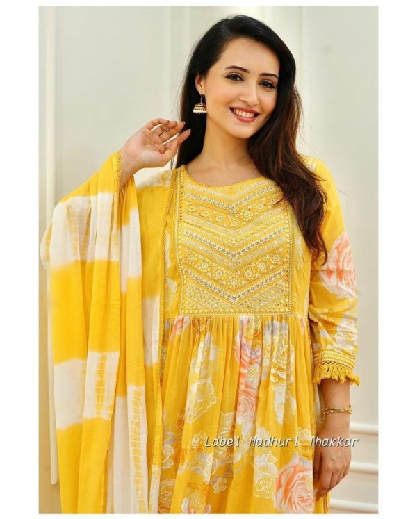 AD YELLOW MADHURI THAKKAR COTTON SUITS