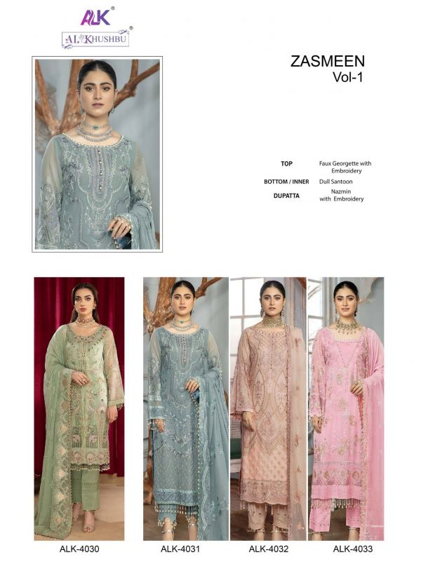 AL KHUSHBU ALK 4030 TO 4033 ZASMEEN VOL 1 SUITS