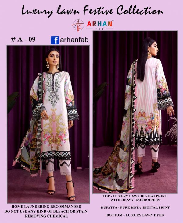 ARHAN FAB A 09 PAKISTANI SUITS MANUFACTURER