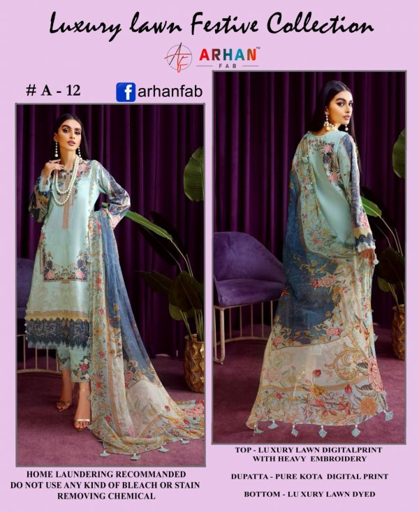 ARHAN FAB A 12 PAKISTANI SUITS MANUFACTURER