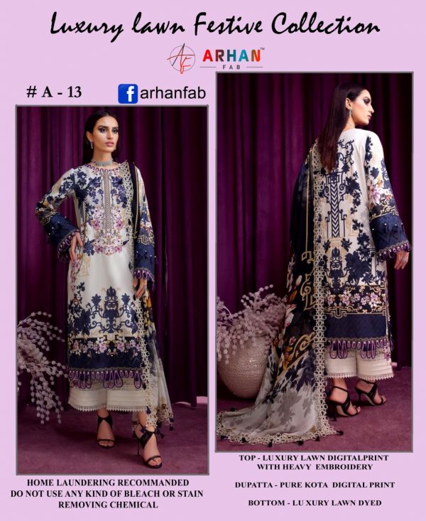 ARHAN FAB A 13 PAKISTANI SUITS MANUFACTURER