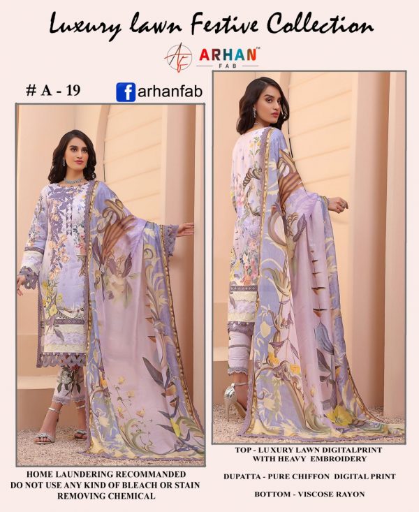 ARHAN FAB A 19 PAKISTAN SUITS MANUFACTURER