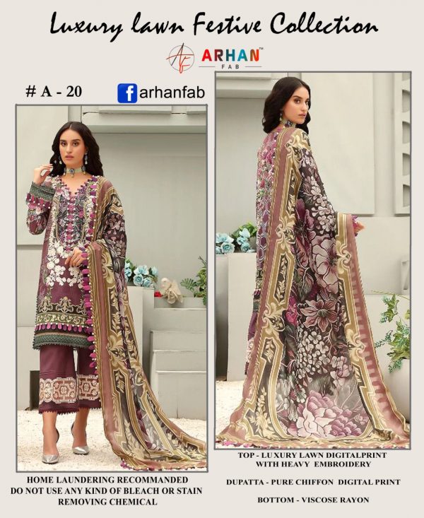 ARHAN FAB A 20 PAKISTAN SUITS MANUFACTURER