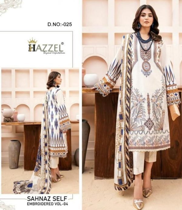 HAZZEL 025 SAHNAZ SELF VOL 04 PAKISTANI SUITS