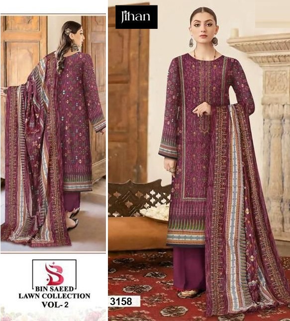 JIHAN 3251 BIN SAEED VOL 2 LAWN COLLECTION SUITS