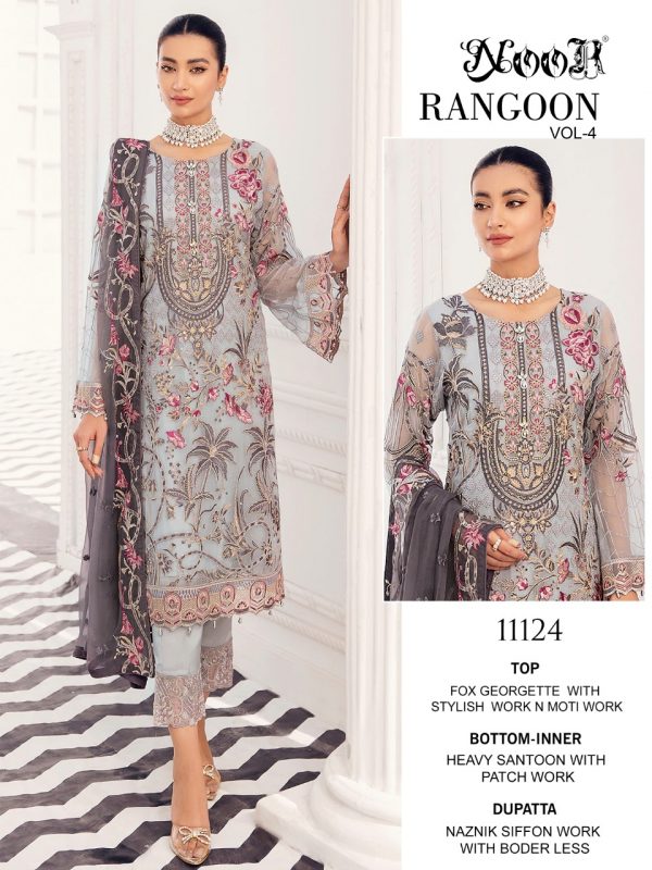 NOOR 11124 RANGOON VOL 4 PAKISTANI SUITS