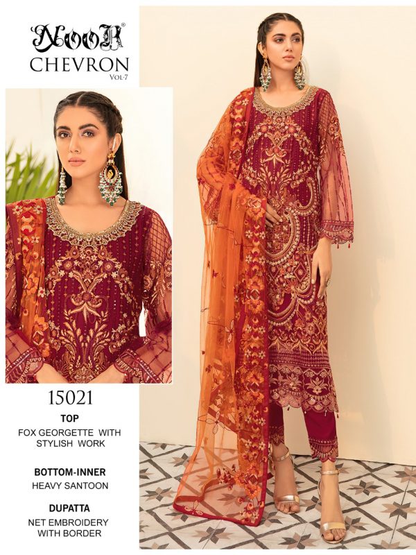 NOOR 15021 CHEVRON VOL 7 PAKISTANI SUITS