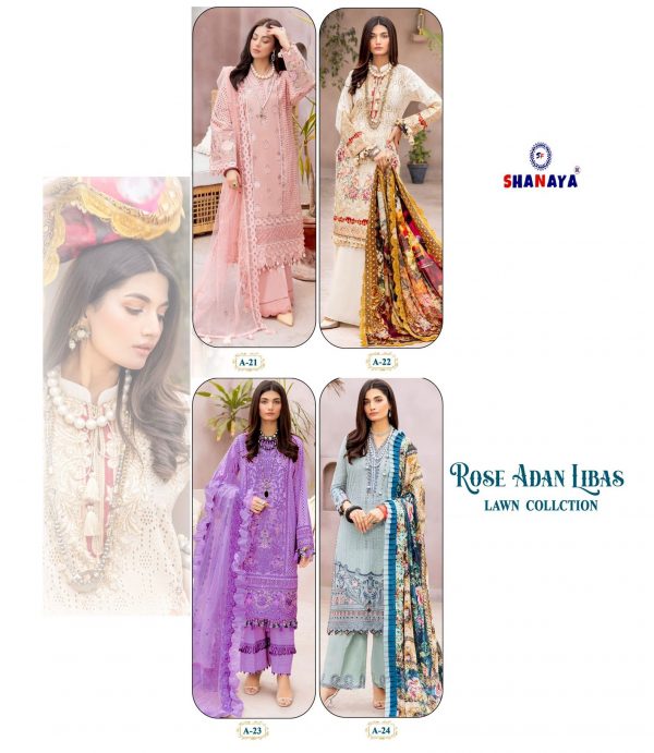 SHANAYA A 21 TO 24 ROSE ADAN LIBAS LAWN COLLECTION