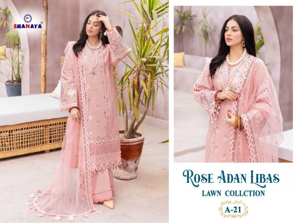 SHANAYA A 21 TO 24 ROSE ADAN LIBAS LAWN COLLECTION