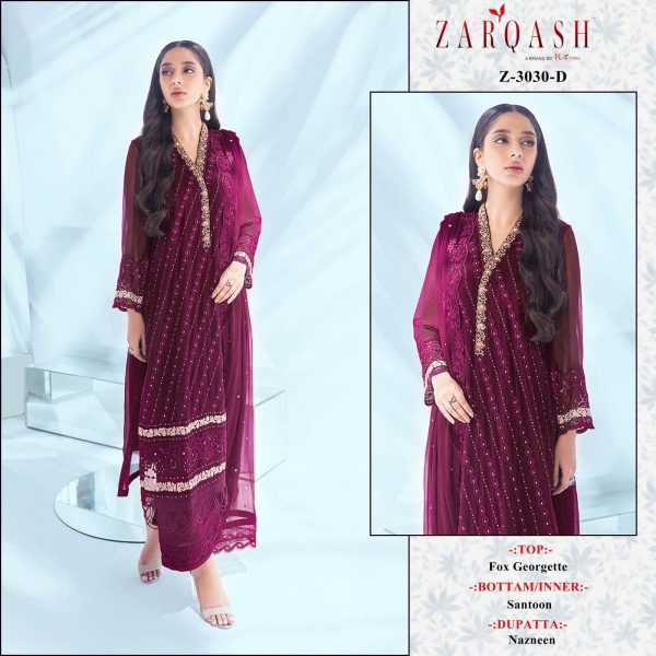 ZARQASH Z 3030 A TO D SALWAR SUITS WHOLESALE