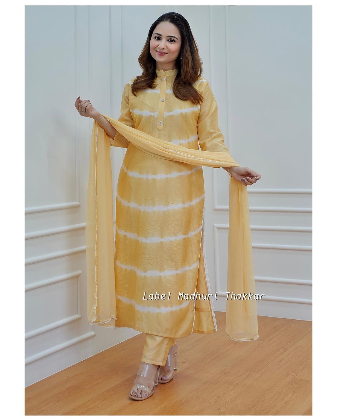 AD DESIGNER YELLOW CHANDERI SILK SUITS WHOLESALE