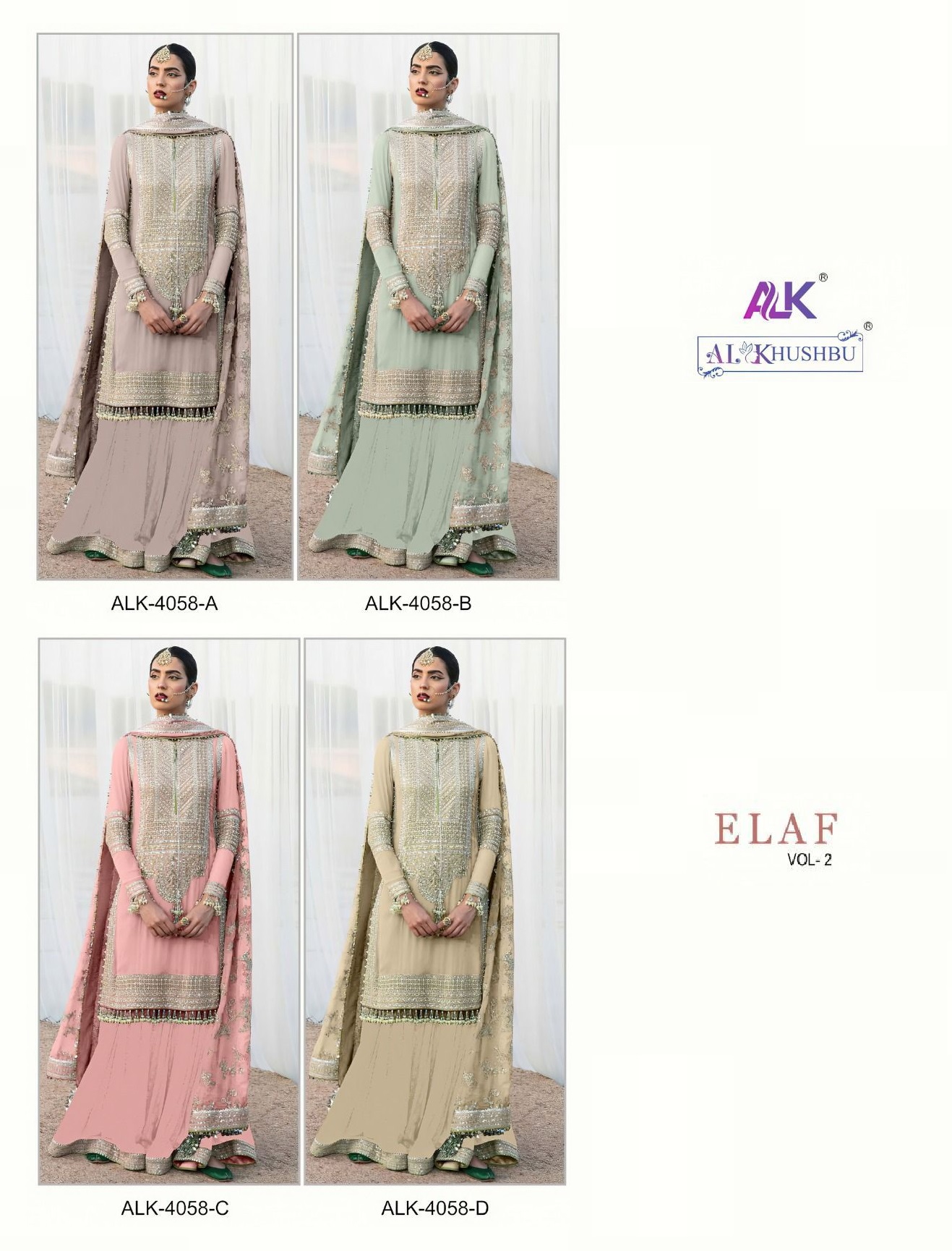 AL KHUSHBU ALK 4058 ELAF VOL 2 SERIES SALWAR SUITS