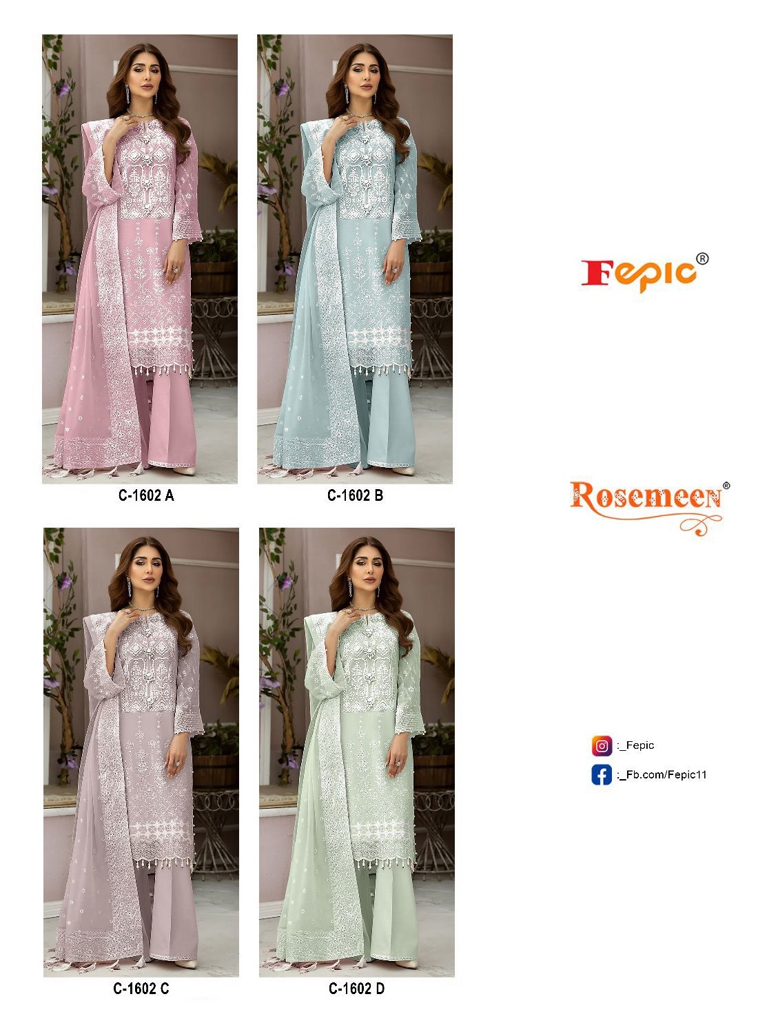 FEPIC C 1602 ROSEMEEN SERIES PAKISTANI SUITS IN INDIA