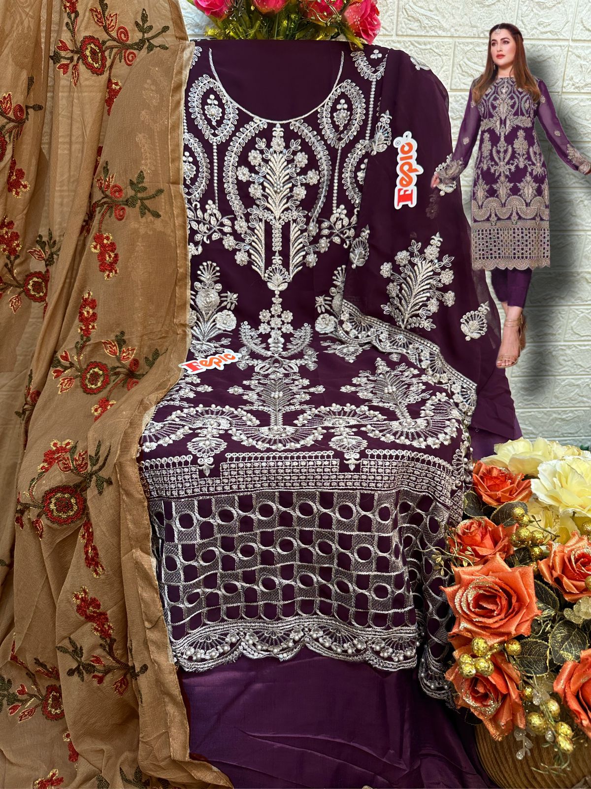 FEPIC D 5239 B ROSEMEEN PAKISTANI SUITS IN INDIA