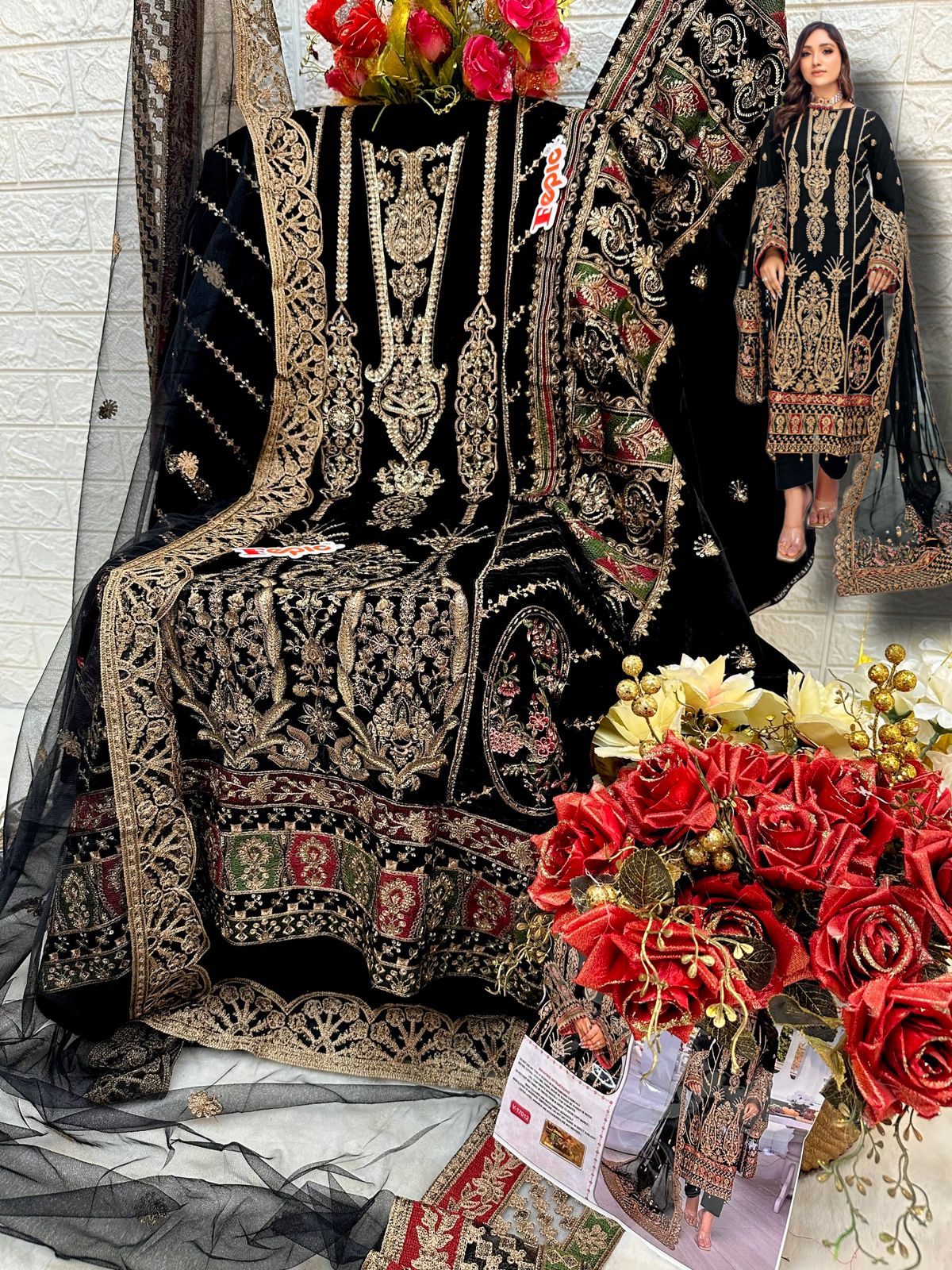 FEPIC V 17012 VELVET PAKISTANI SUITS WHOLESALE