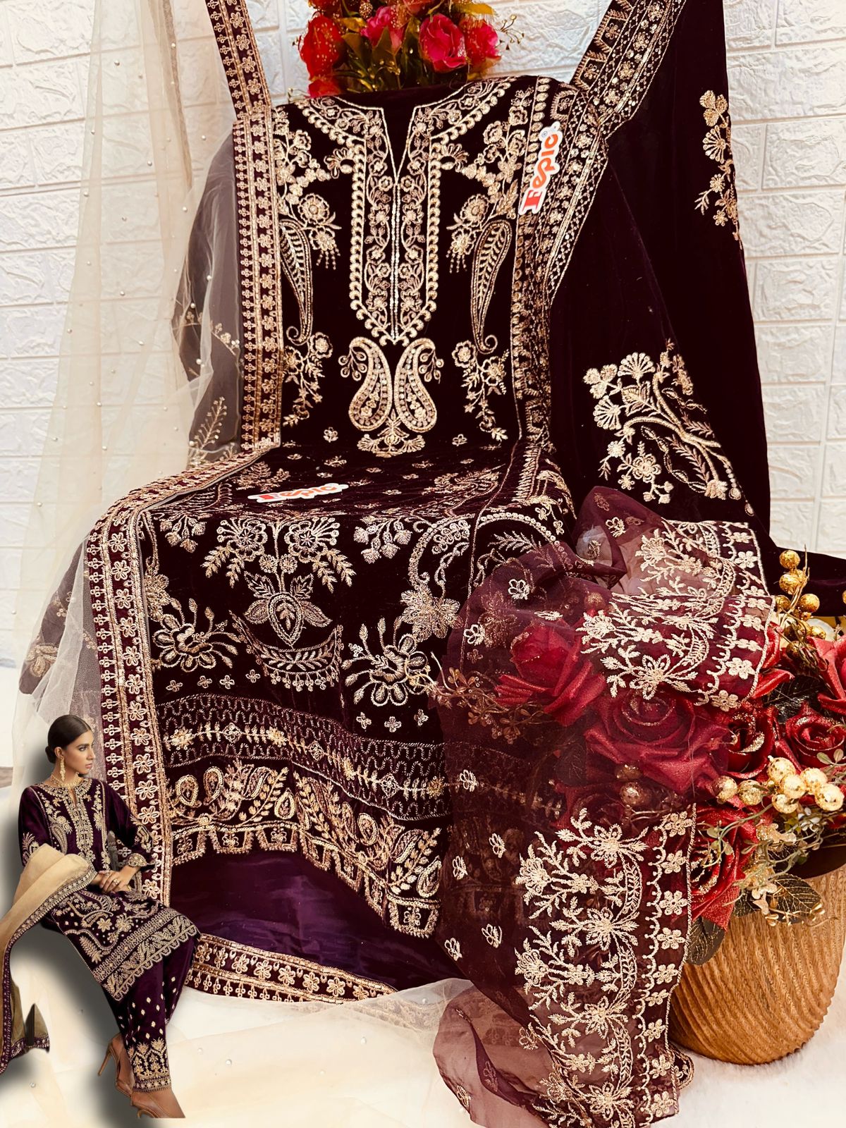 FEPIC V 17017 VELVET PAKIATANI SUITS IN INDIA