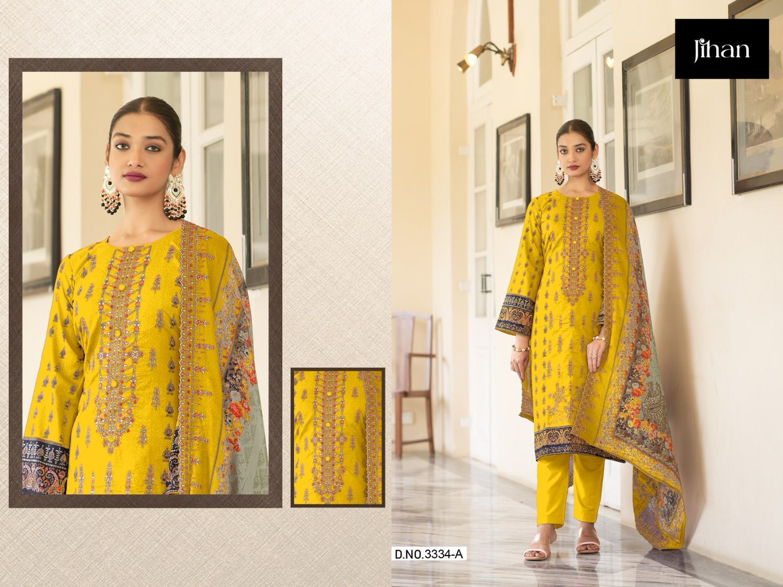 JIHAN 3334 PAKISTANI SUITS IN COLOURS