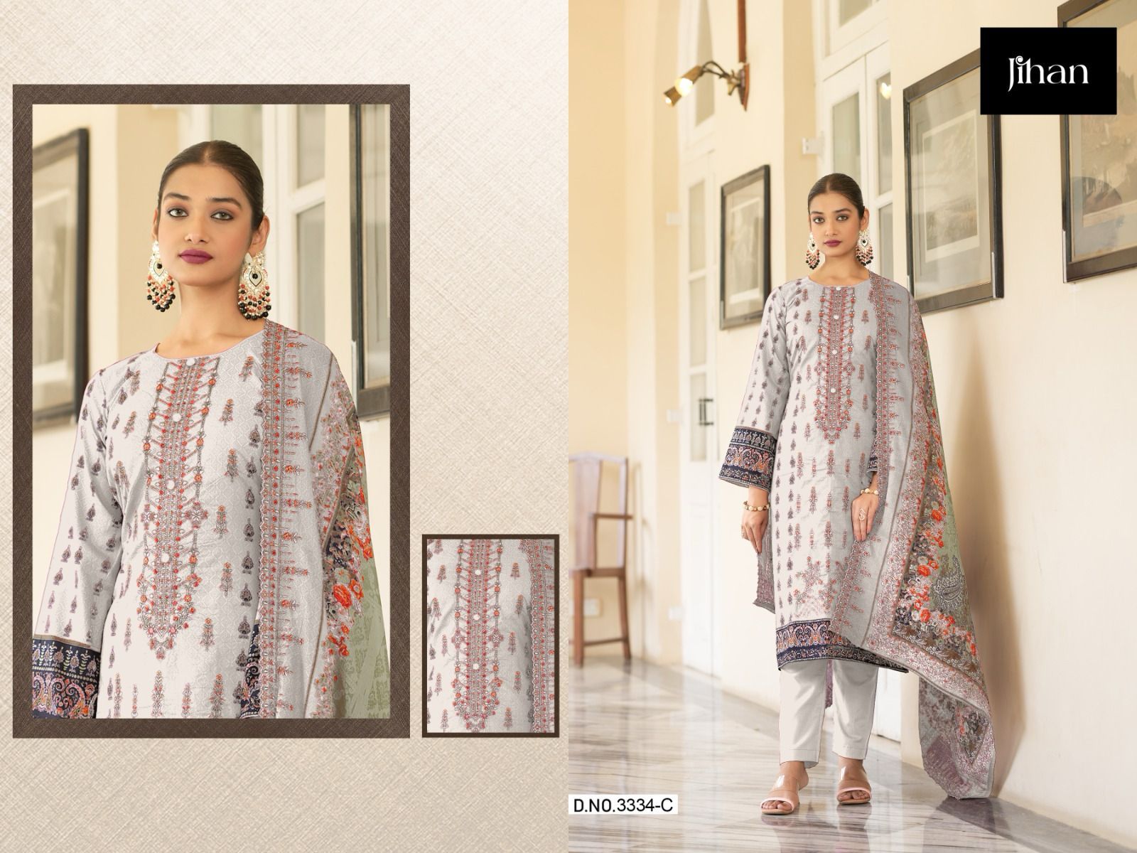 JIHAN 3334 PAKISTANI SUITS IN COLOURS