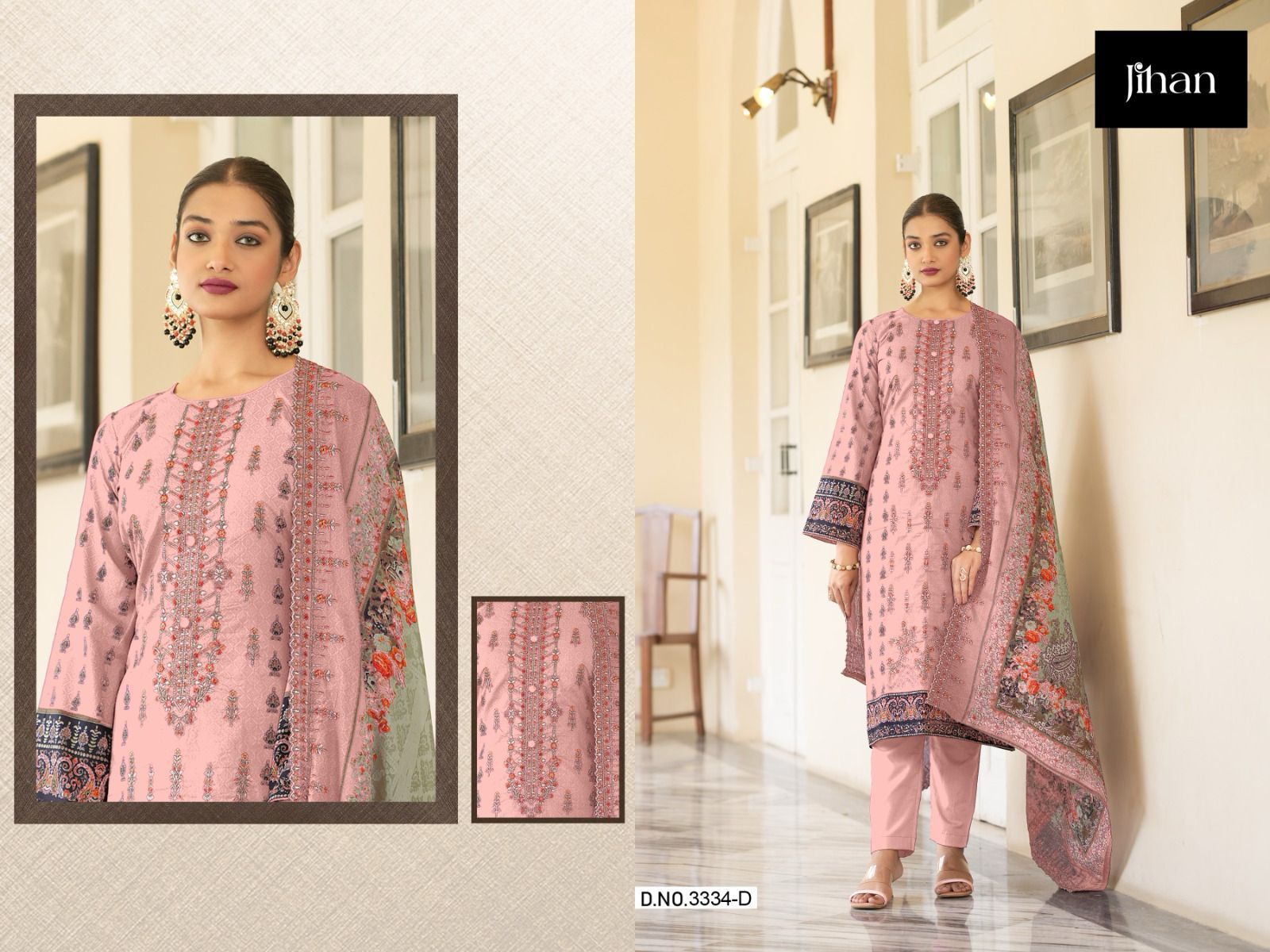 JIHAN 3334 PAKISTANI SUITS IN COLOURS