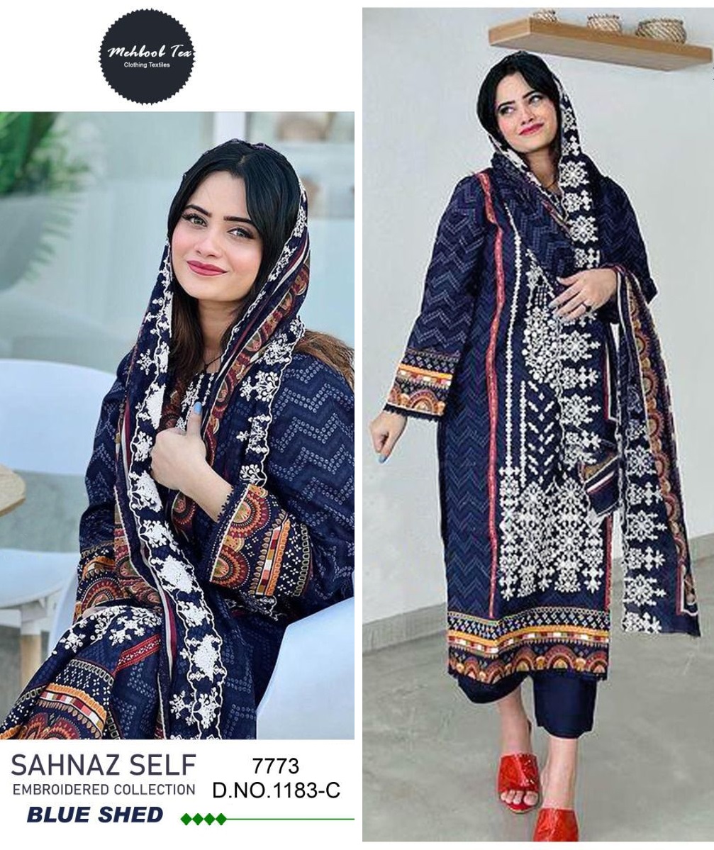 MEHBOOB TEX 1183 C SAHNAZ SELF PAKISTANI SUITS