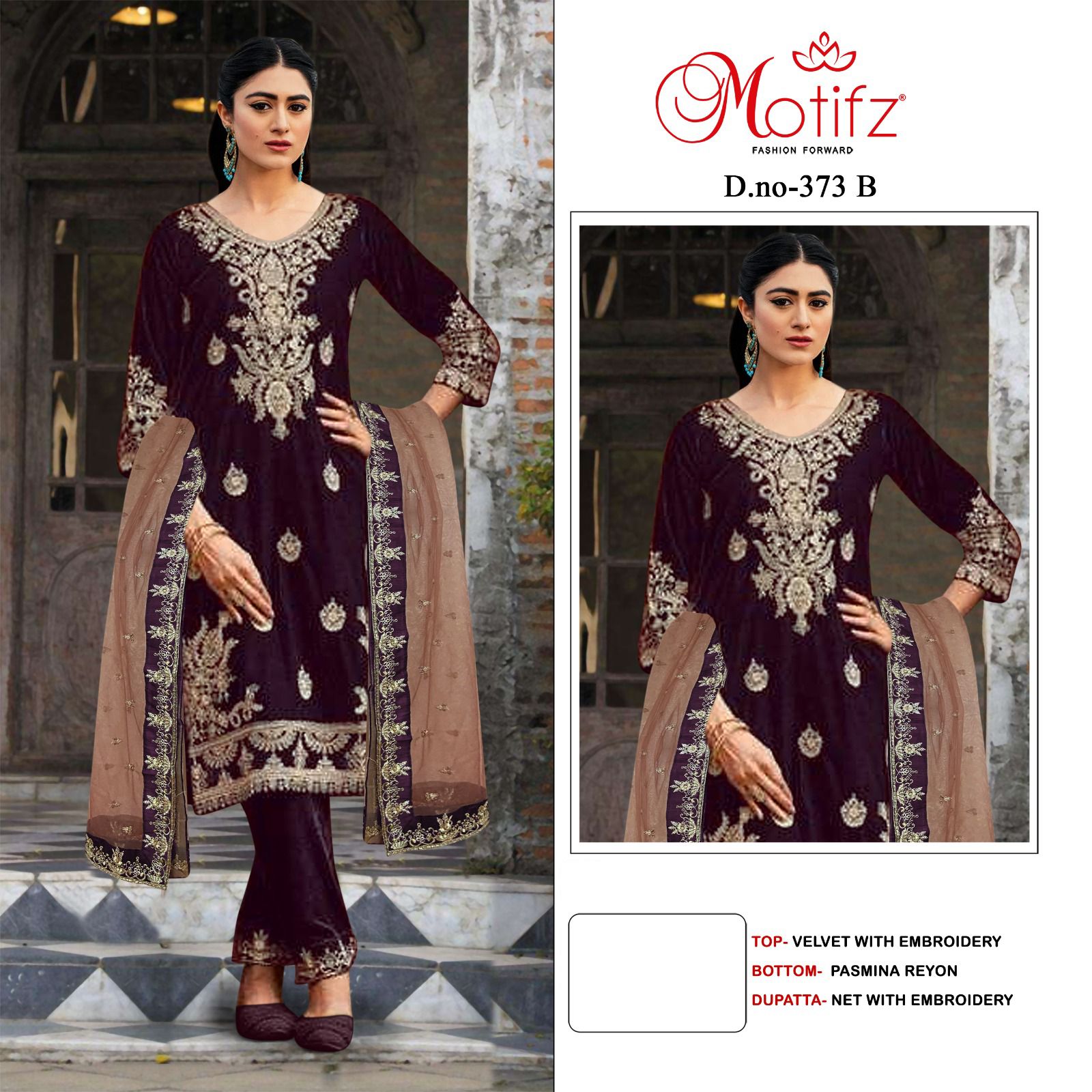 MOTIFZ 373 B VELVET PAKISTANI SUITS IN INDIA