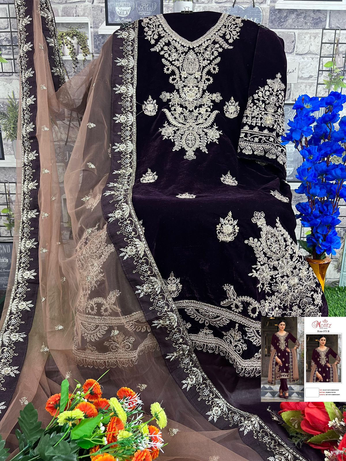 MOTIFZ 373 B VELVET PAKISTANI SUITS IN INDIA