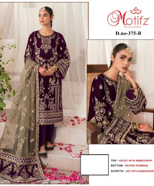 MOTIFZ 375 B VELVET PAKISTANI SUITS IN INDIA