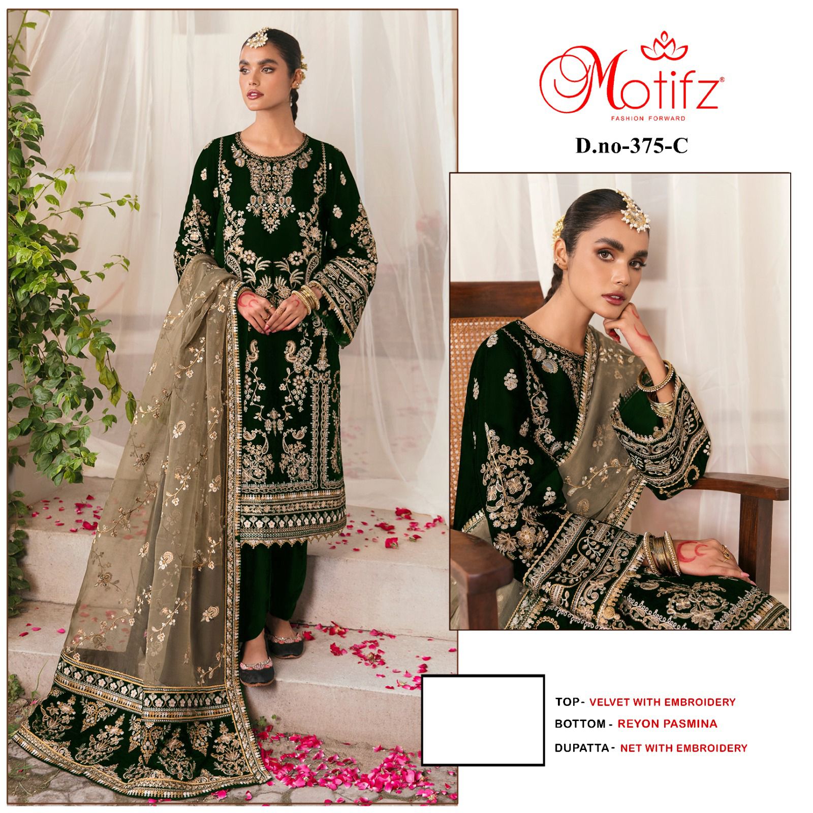 MOTIFZ 375 C VELVET PAKISTANI SUITS IN INDIA