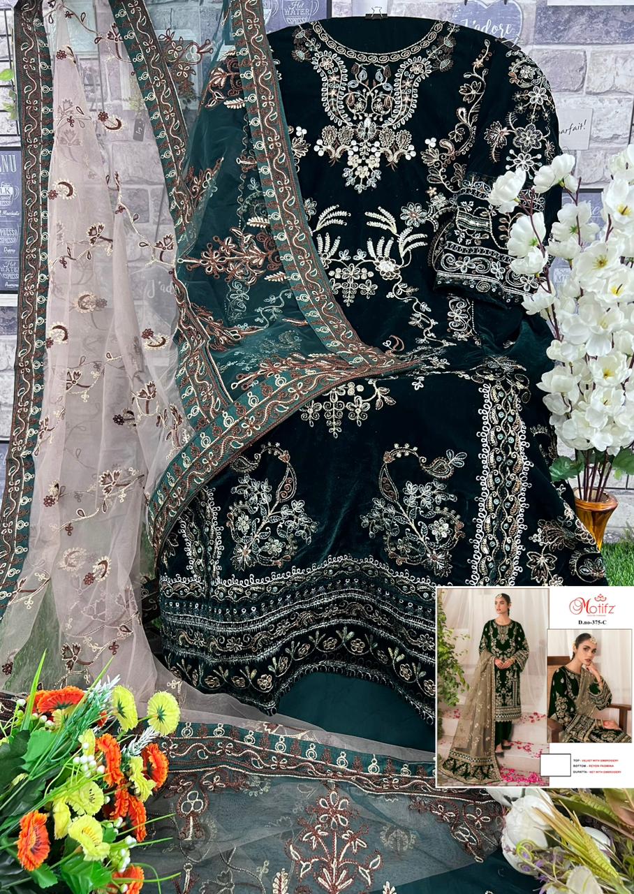 MOTIFZ 375 C VELVET PAKISTANI SUITS IN INDIA