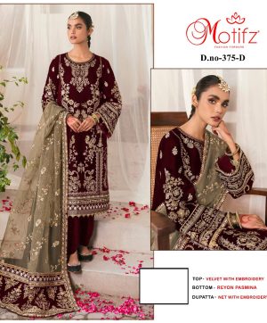 MOTIFZ 375 D VELVET PAKISTANI SUITS IN INDIA