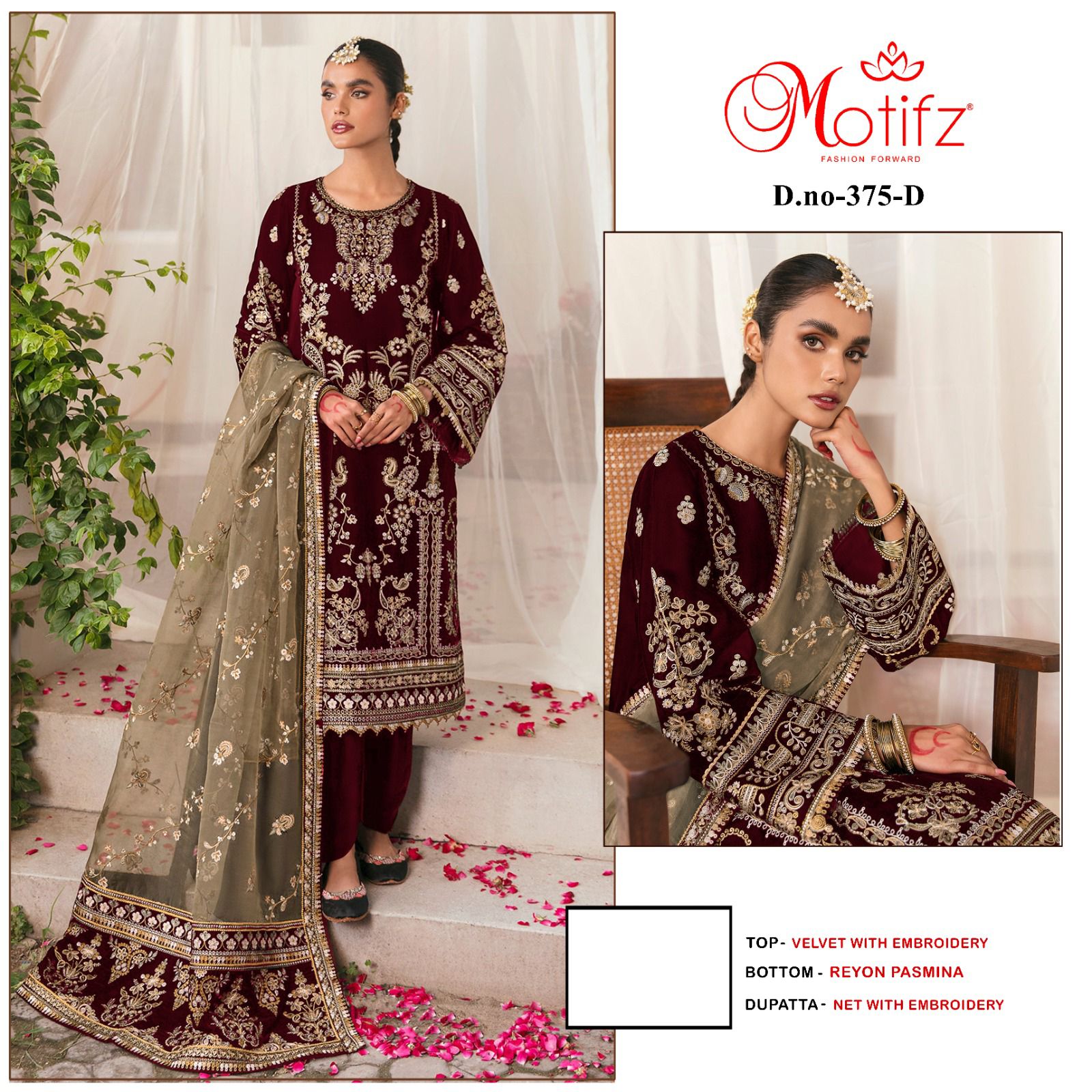 MOTIFZ 375 D VELVET PAKISTANI SUITS IN INDIA