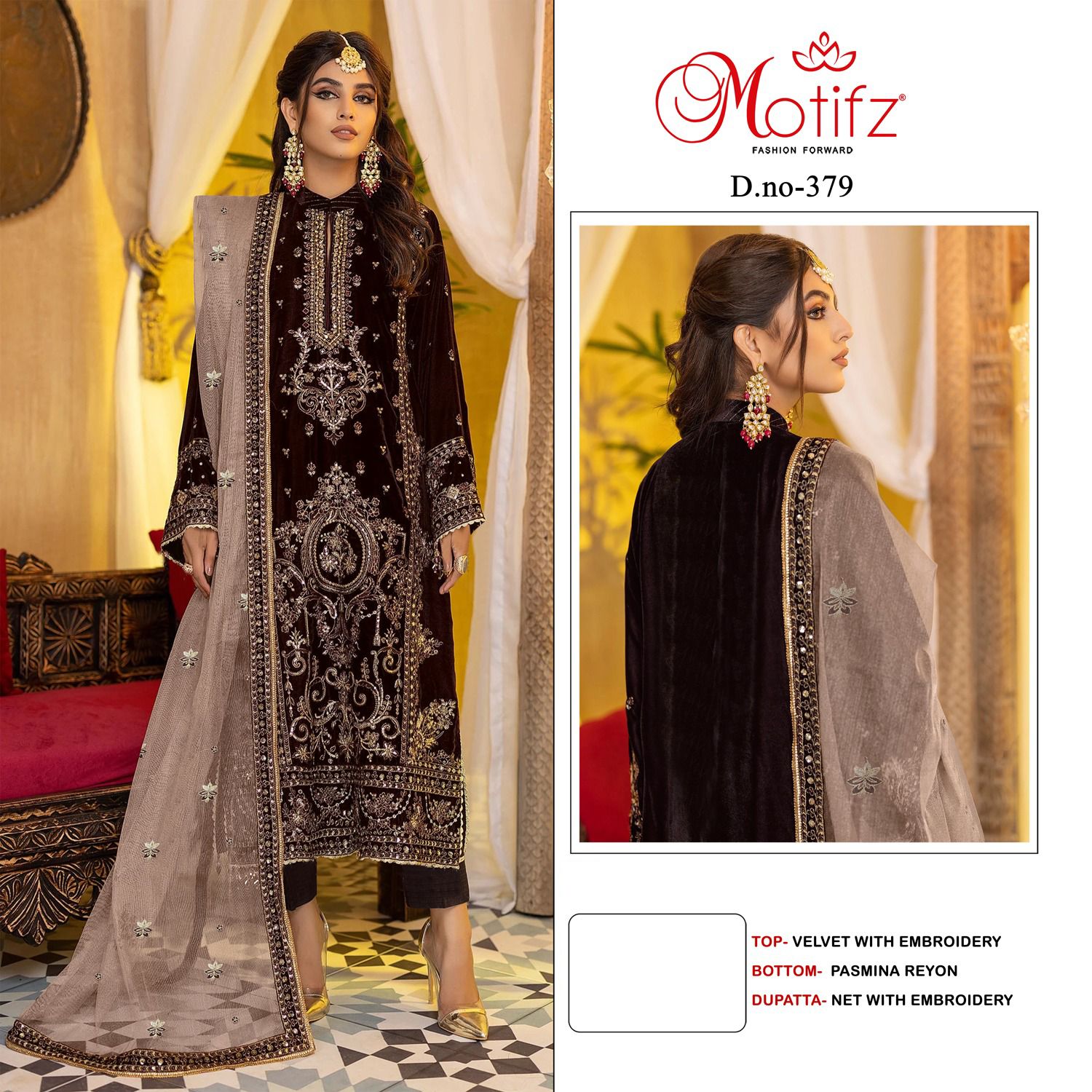 MOTIFZ 379 VELVET PAKISTANI SUITS IN INDIA