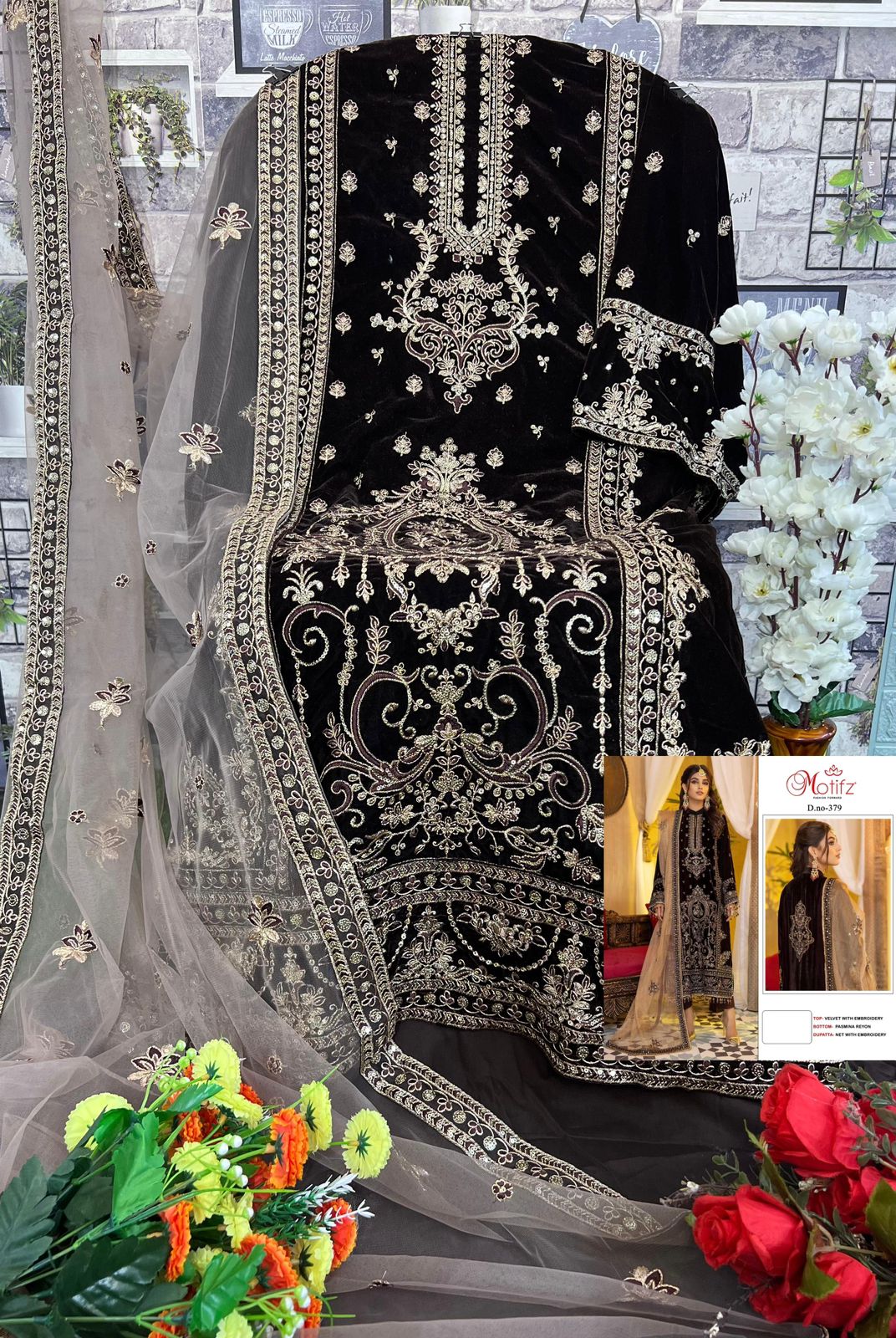 MOTIFZ 379 VELVET PAKISTANI SUITS IN INDIA