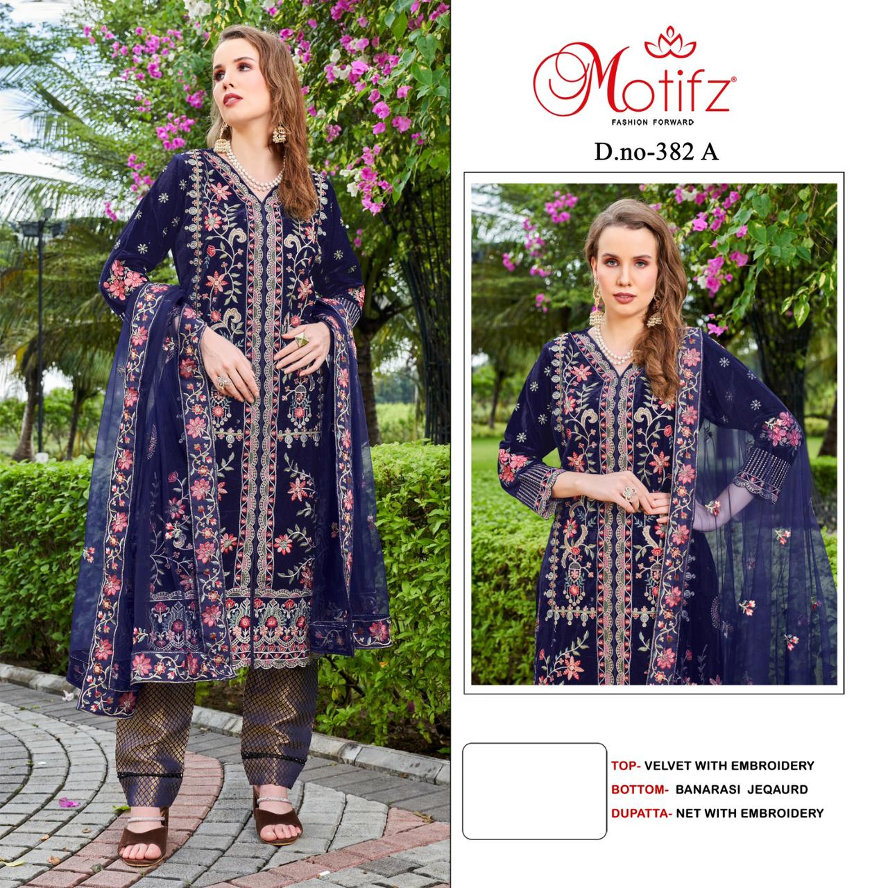 MOTIFZ 382 A TO D VELVET PAKISTANI SUITS IN INDIA