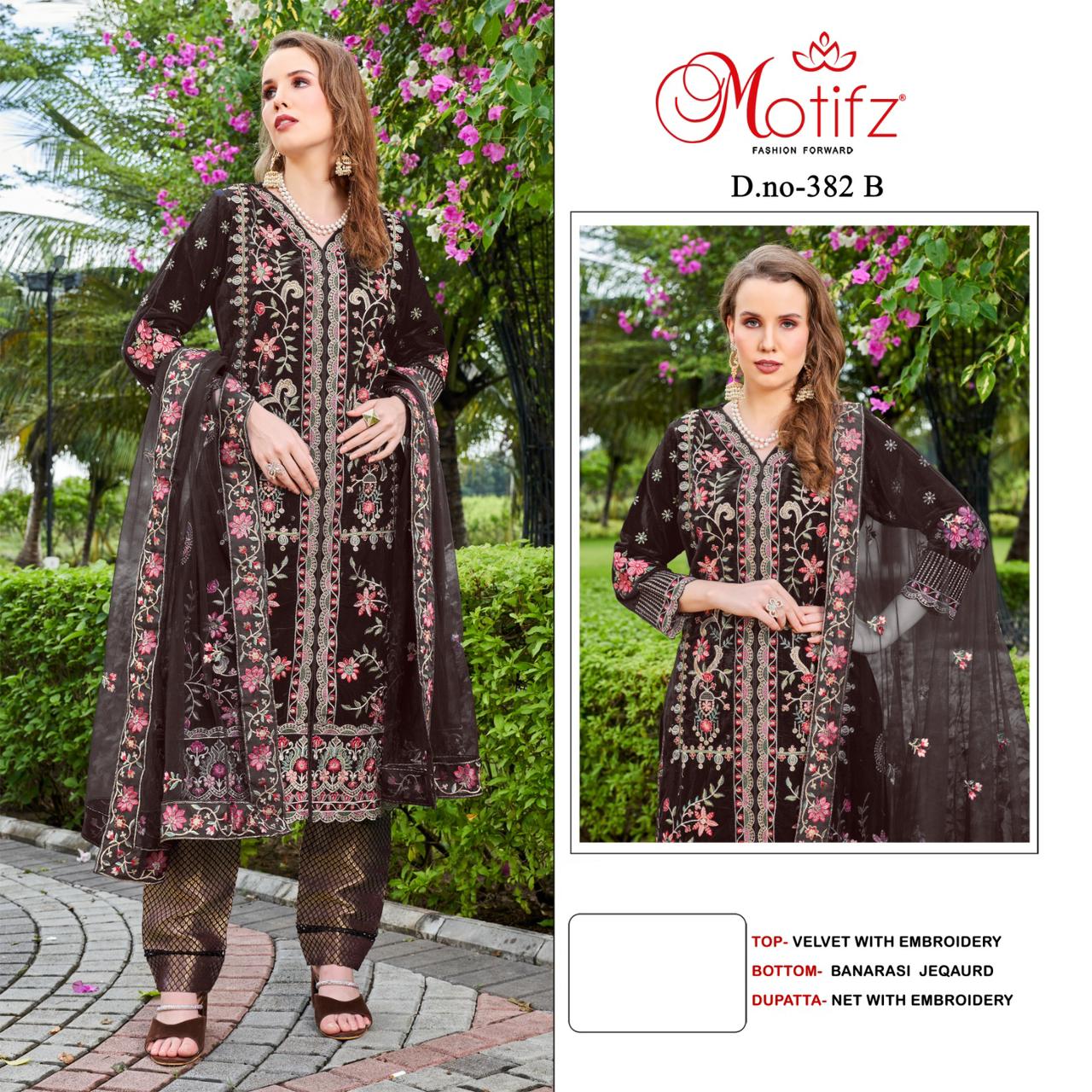 MOTIFZ 382 A TO D VELVET PAKISTANI SUITS IN INDIA