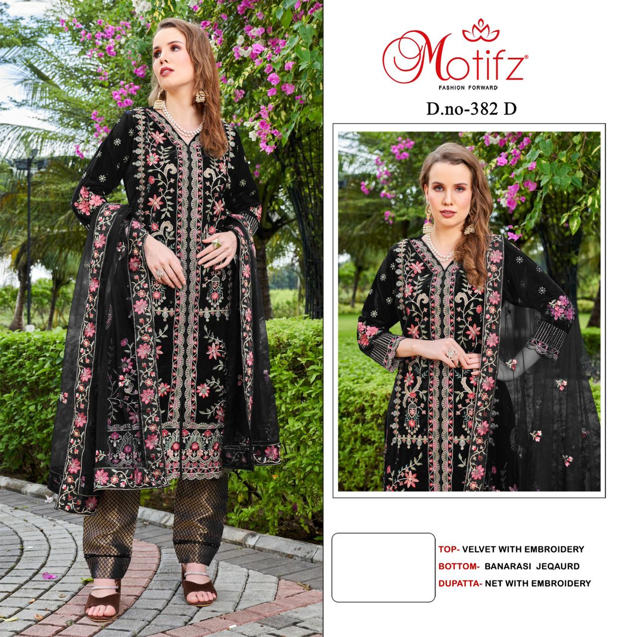 MOTIFZ 382 A TO D VELVET PAKISTANI SUITS IN INDIA