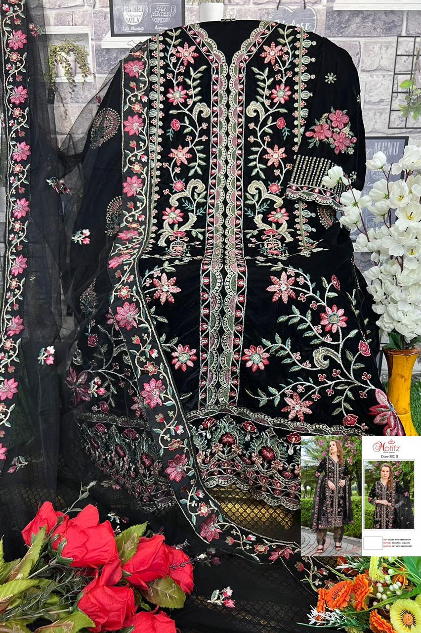 MOTIFZ 382 A TO D VELVET PAKISTANI SUITS IN INDIA