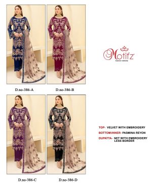 MOTIFZ 386 A TO D VELVET PAKISTANI SUITS IN INDIA