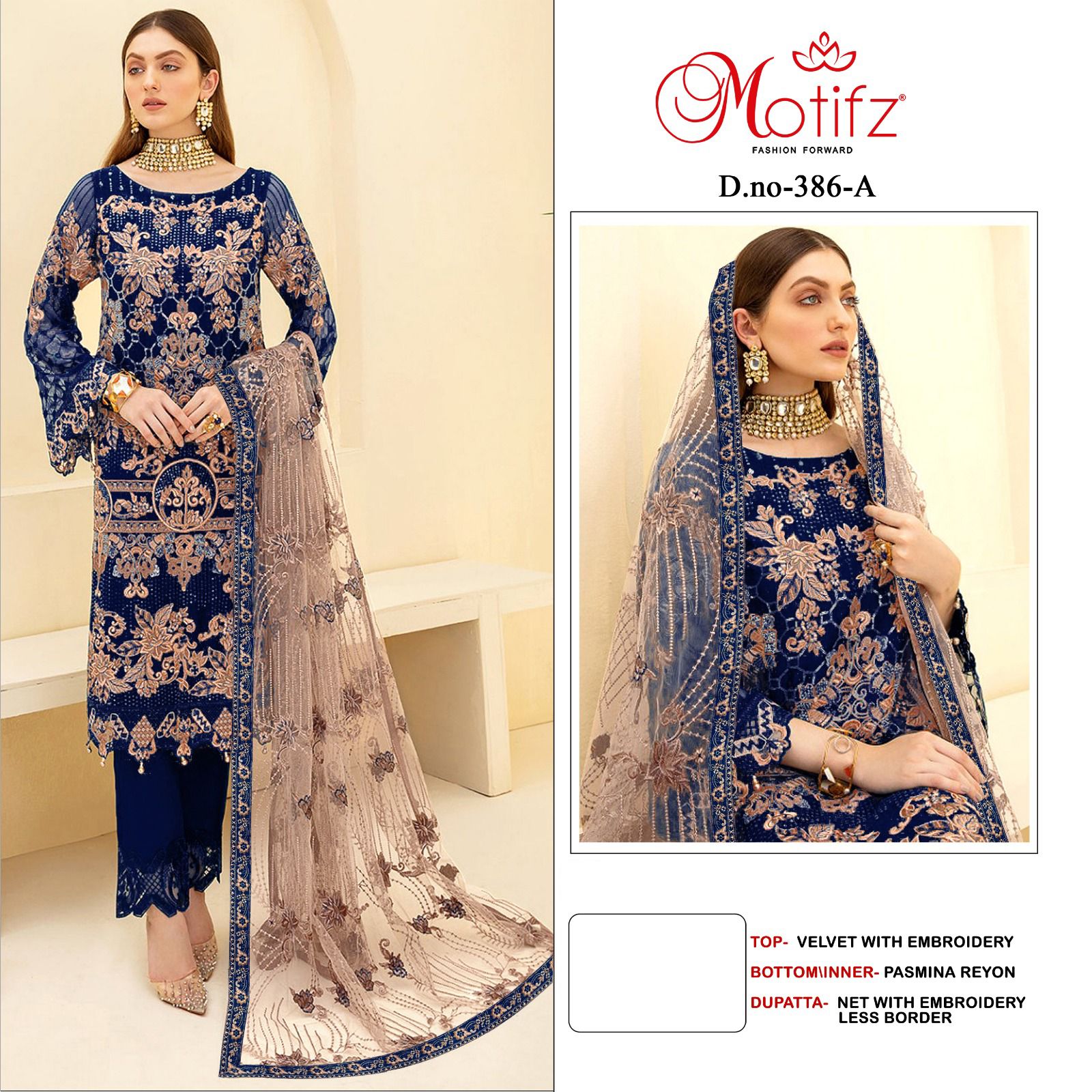 MOTIFZ 386 A TO D VELVET PAKISTANI SUITS IN INDIA